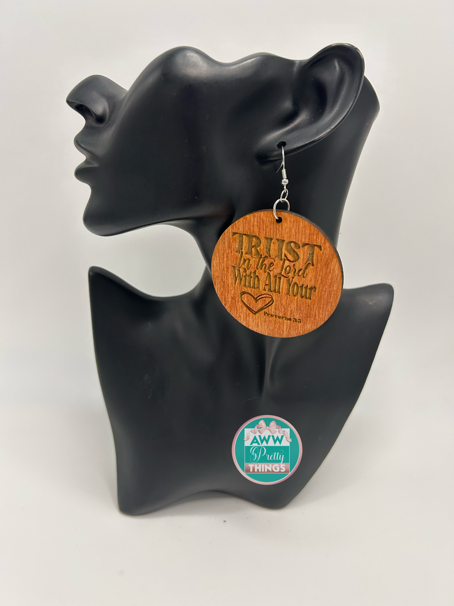 Trust In The Lord With All Your Heart Engraved Earrings
