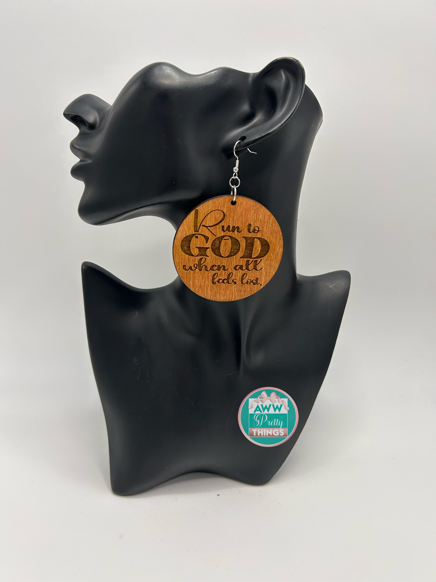 Run to God Engraved Earrings