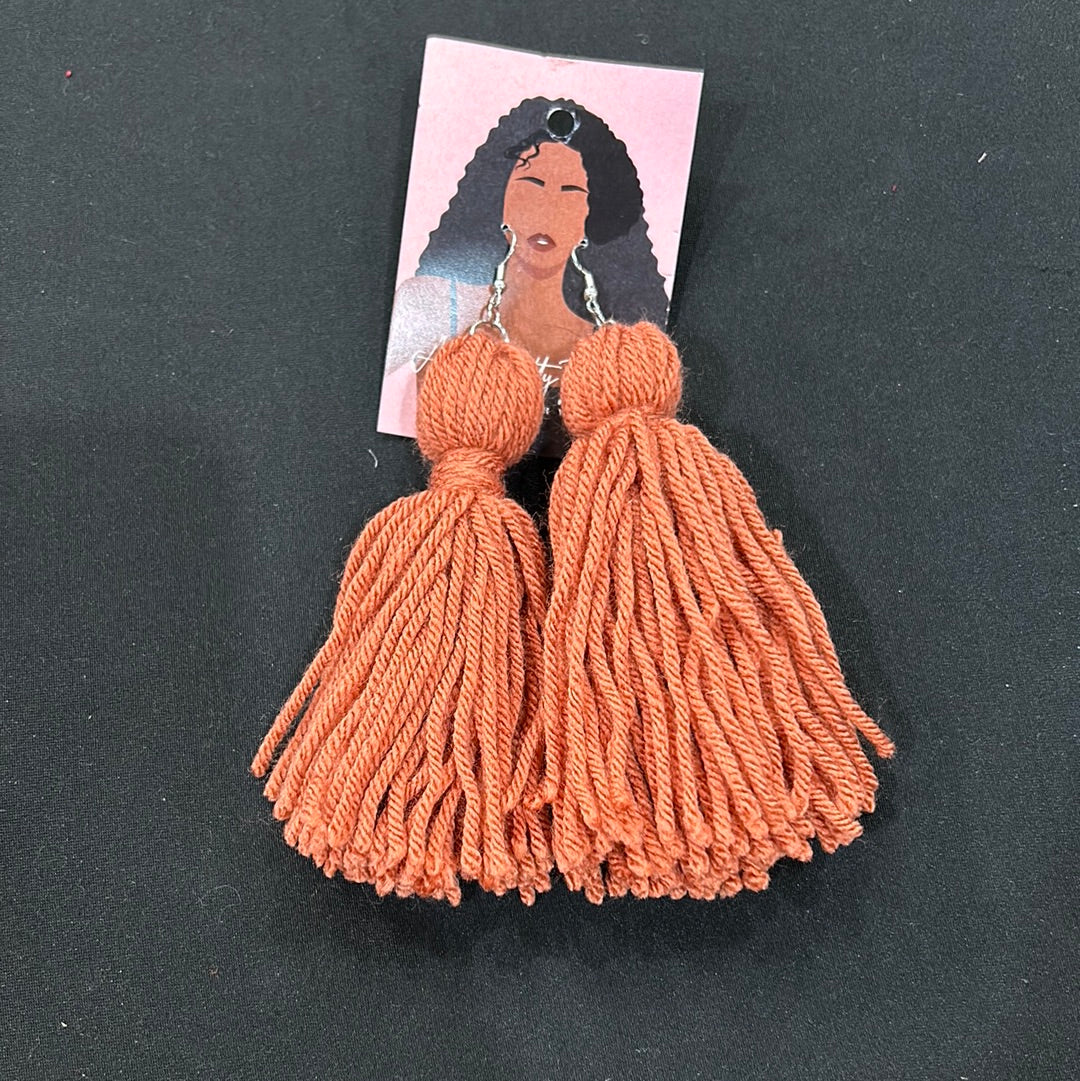 Burnt Coral Tassel Earrings