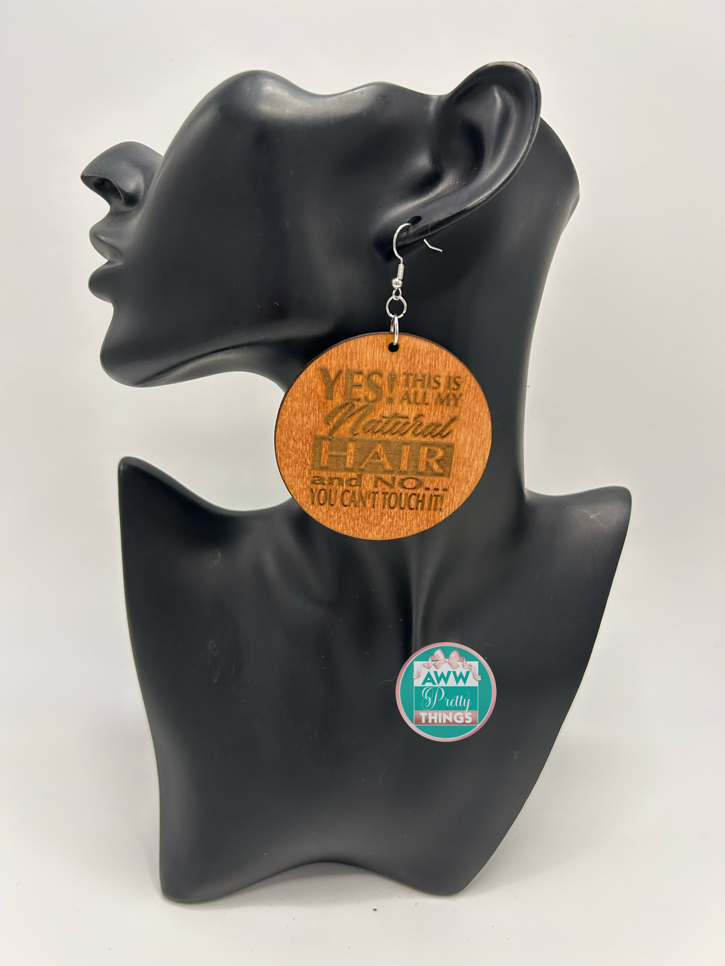 Natural Hair  Engraved Earrings